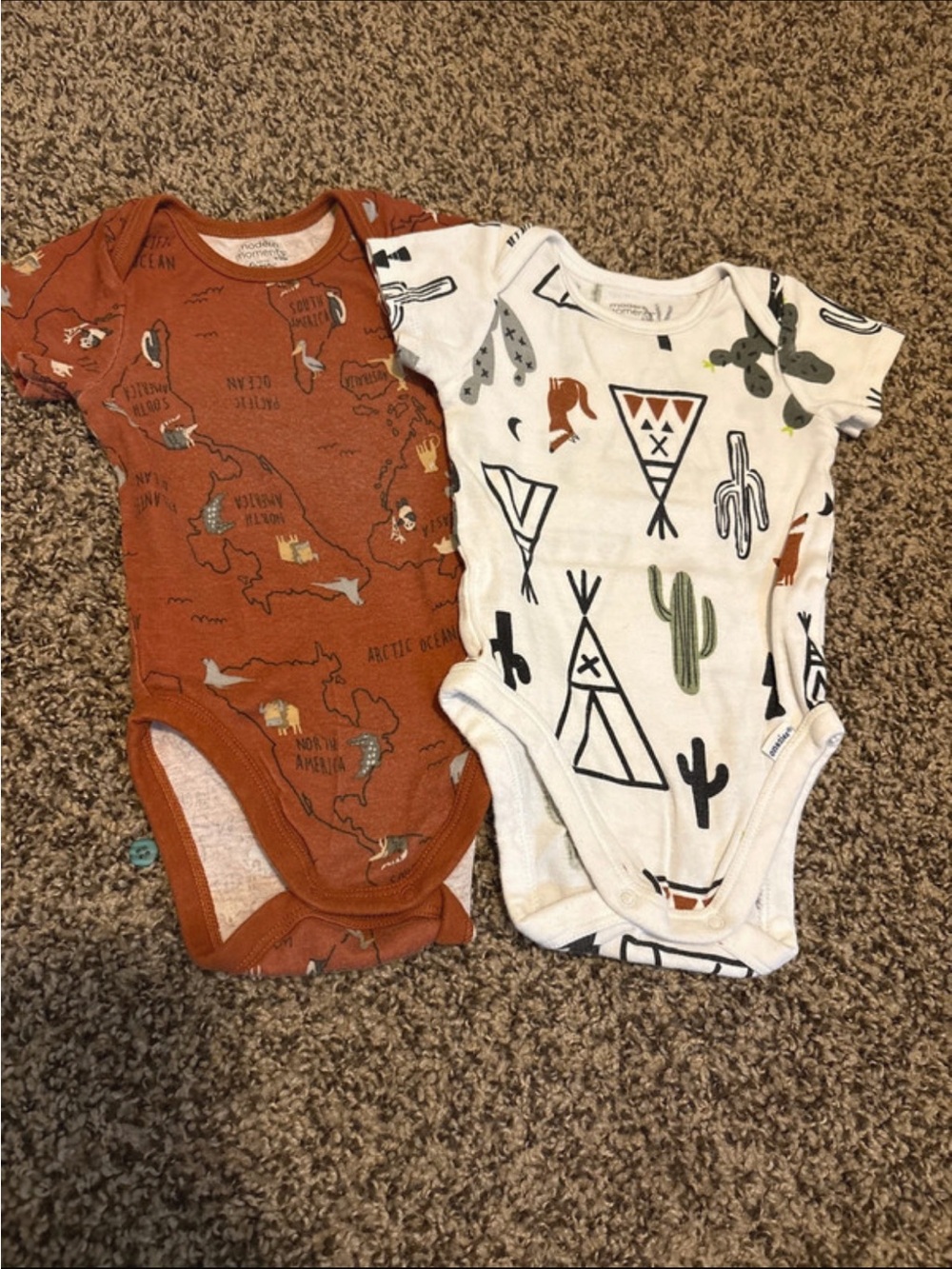 Modern Moments One-Piece Bodysuits in Rust and Cream - Pack of 2